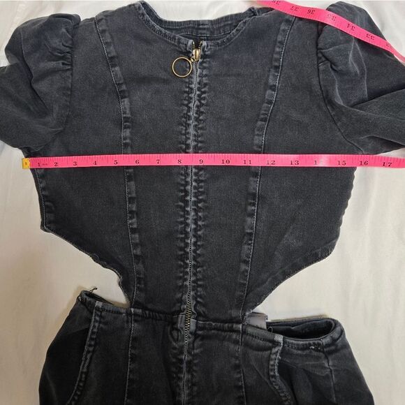 RETROFETE black denim puff sleeve Kiara utility jumpsuit XS - Picture 9 of 12